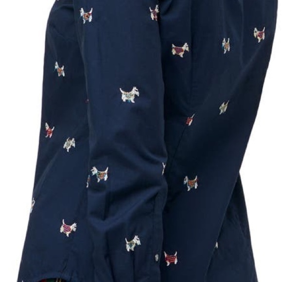 J Crew AF385 slim fit  Woman's 8
Navy Perfect Shirt w/Embroidered
Scottie Dogs - Picture 10 of 15